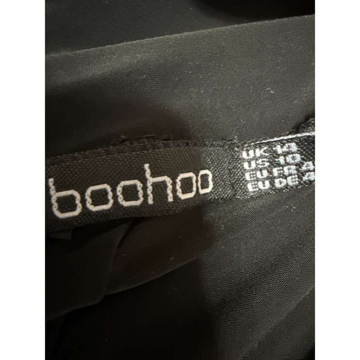 Boohoo Women's Black High Waisted Pull On Straight Wide Leg Trousers Pants Sz 10