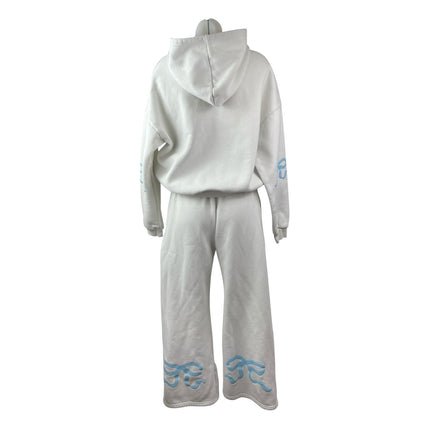 Edikted White Hoodie Sweatshirt Wide Leg Sweat Pants Athletic Activewear Set S/M