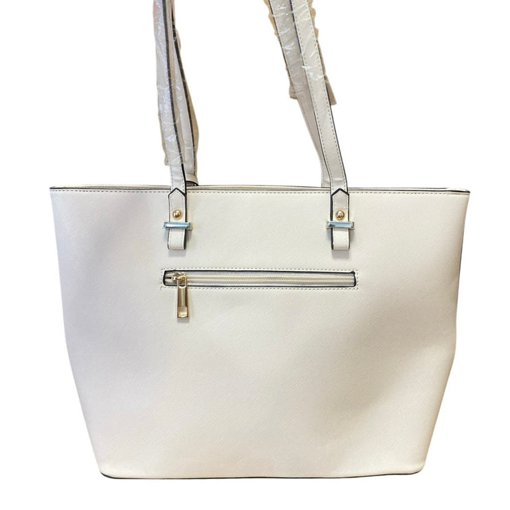 LOVEVOOK White Ivory Faux Leather Vegan Shoulder Pouch Tote Satchel Handbag OS