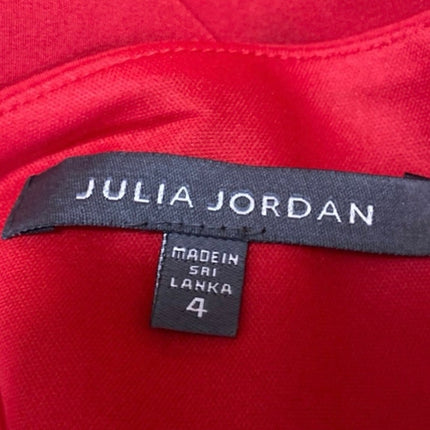 Julia Jordan Red One Shoulder Sleeveless Bow Slit Mini Sheath Dress Size 4