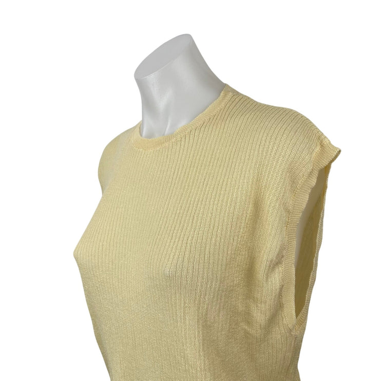 Zara Women's Yellow Knit Crew Neck Sleeveless Sweater Vest Muscle Tank Top Sz S