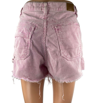 Urban Outfitters BDG Women's Pink Corduroy Raw Hem Cut Off Carpenter Shorts 26