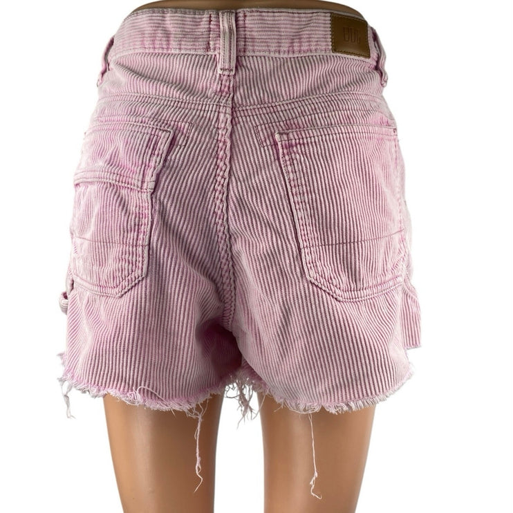 Urban Outfitters BDG Women's Pink Corduroy Raw Hem Cut Off Carpenter Shorts 26