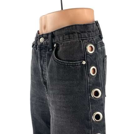 Revice Women's Black Ring High Waisted Wide Leg Baggy Denim Jeans Size 29