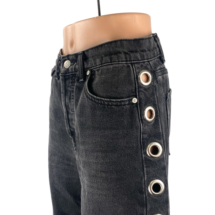 Revice Women's Black Ring High Waisted Wide Leg Baggy Denim Jeans Size 29