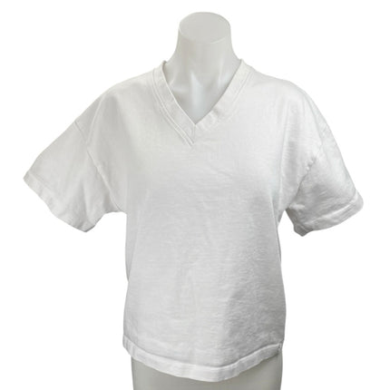 Zara Womens White Short Sleeve V Neck Basic Cotton Casual T Shirt Tee Top Size S