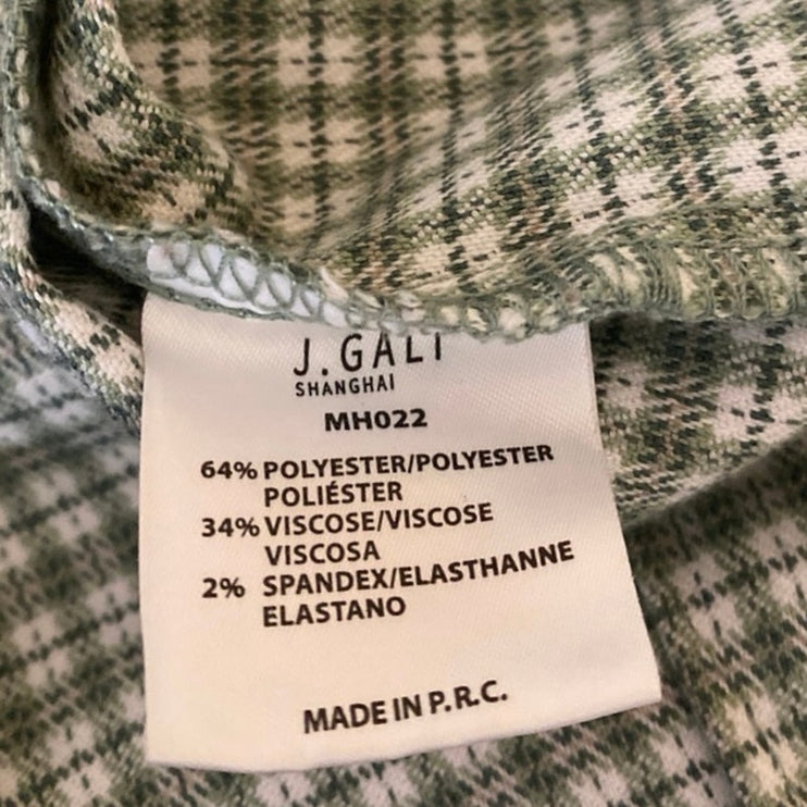 Brandy Melville Green Plaid Button Up Short Sleeve Crop Top Mini Skirt Set Sz S