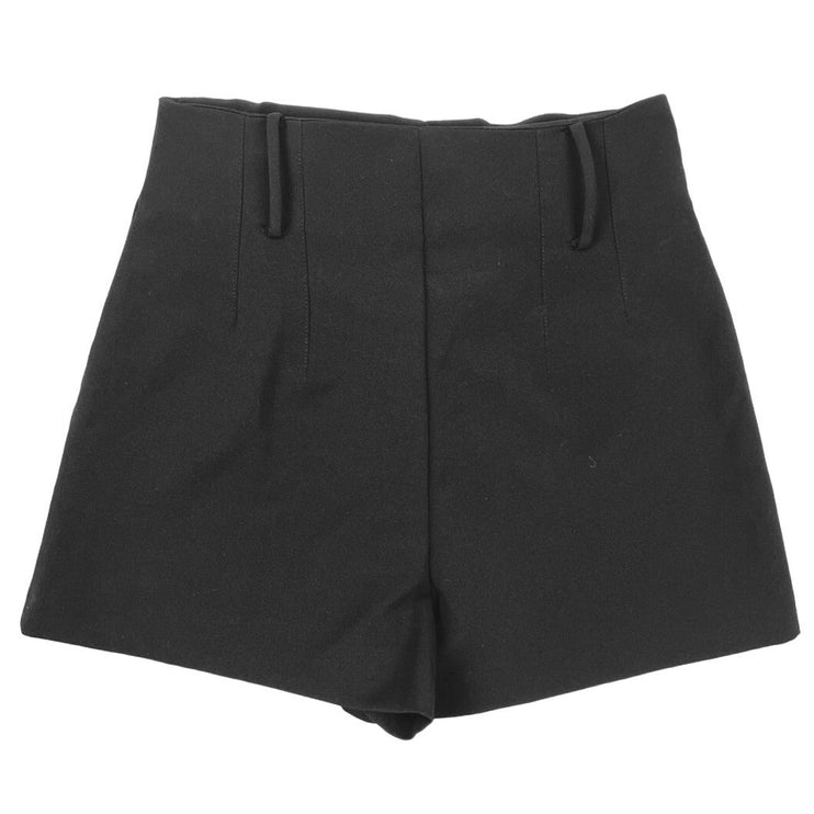 Zara Womens Black High Rise Stretchable Front Pleated Career Mini Shorts Size XS