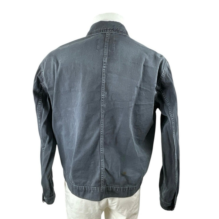 Urban Outfitters Men's Black Washed Zip Up Long Sleeve Denim Jean Jacket Size M