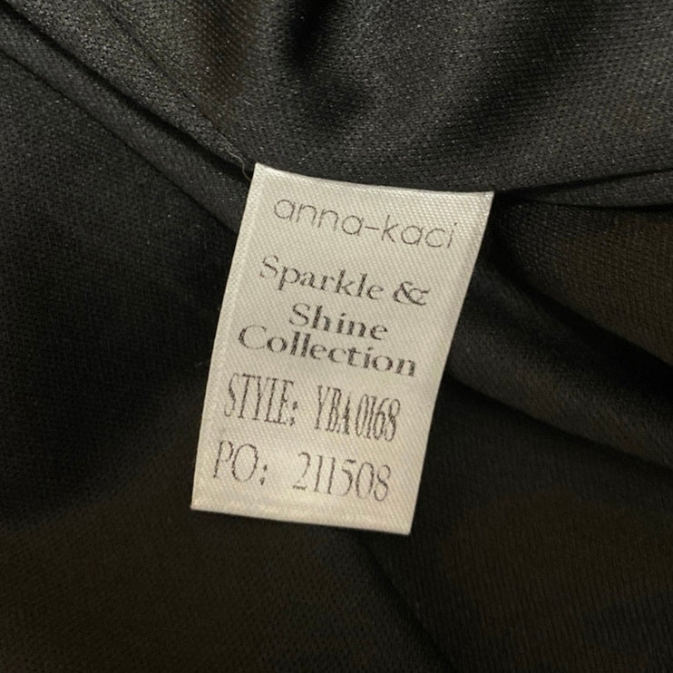 NEW Anna Kaci Black Sequin Sparkly Long Sleeve Button Blazer Coat Jacket Size M