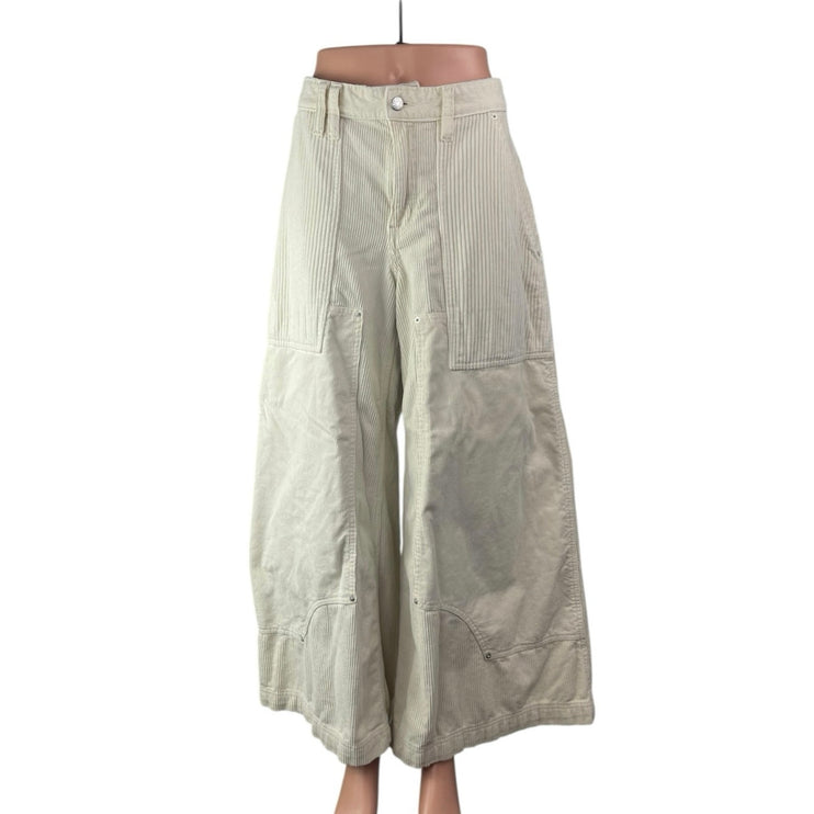 Urban Outfitters BDG White Corduroy Wide Leg Baggy Palazzo Trousers Pants Size 8