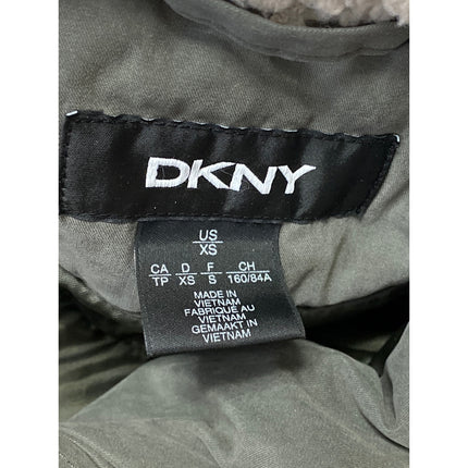 DKNY Women's Green Fleece Collar Full Zip Utility Military Parka Coat Jacket XS