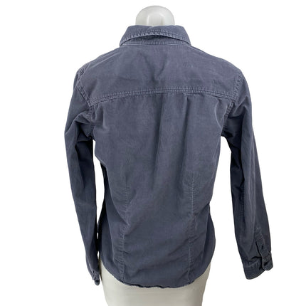 Lands' End Women's Navy Blue Corduroy Long Sleeve Button Down Shirt Top Size S