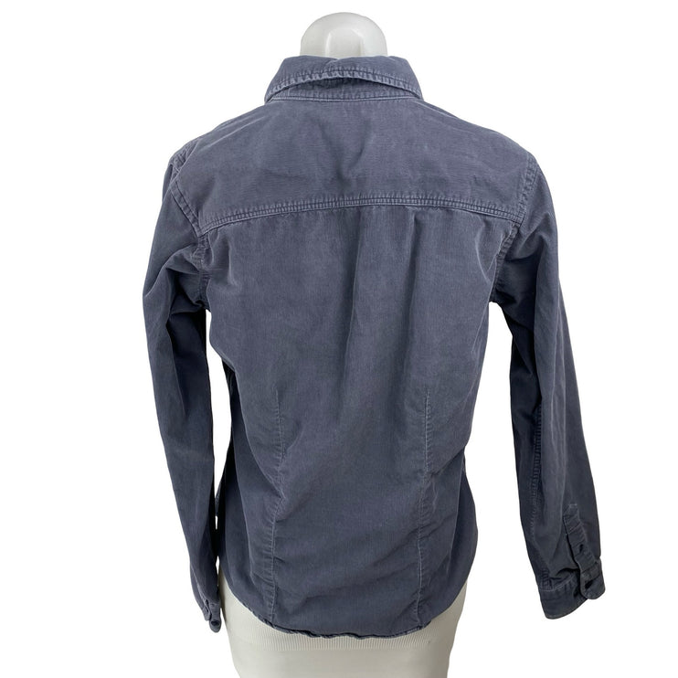 Lands' End Women's Navy Blue Corduroy Long Sleeve Button Down Shirt Top Size S