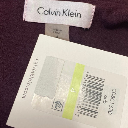 NEW Calvin Klein Purple Short Flutter Sleeve V-back Mini Pencil Sheath Dress 4