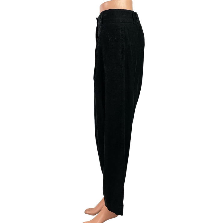 COS Women's Black Corduroy Pleated Wide Leg Baggy Cropped Trousers Pants Size 6