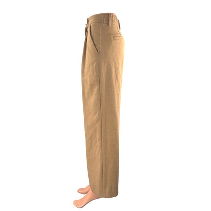 Abercrombie & Fitch Women's Tan Pleated Wide Leg High Rise Trousers Pants Sz 24
