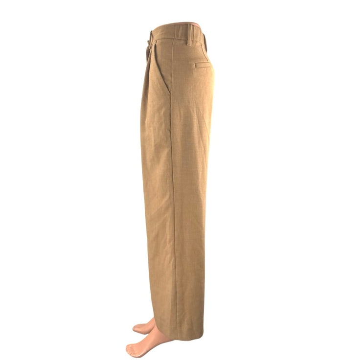 Abercrombie & Fitch Women's Tan Pleated Wide Leg High Rise Trousers Pants Sz 24