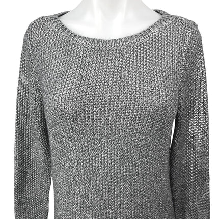 White House Black Market Women's Silver Metallic Pullover Sweater Top Size XS