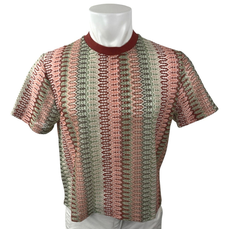 Asos Design Multicolor Crochet Striped Short Sleeve Boxy Fit Crop T-Shirt Top M
