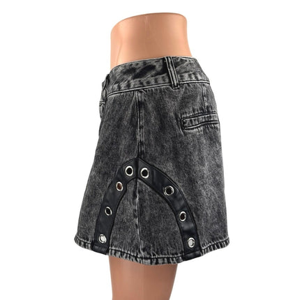 WeWoreWhat Black Washed High Rise A Line Bell Grommet Denim Jean Shorts Size 29
