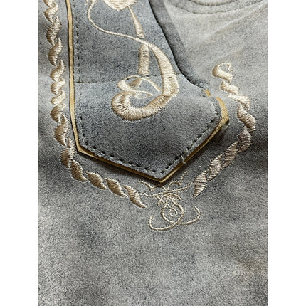 Schöneberger Trachten Couture Bergkristall Gray Leather Embroidered Shorts Sz 31