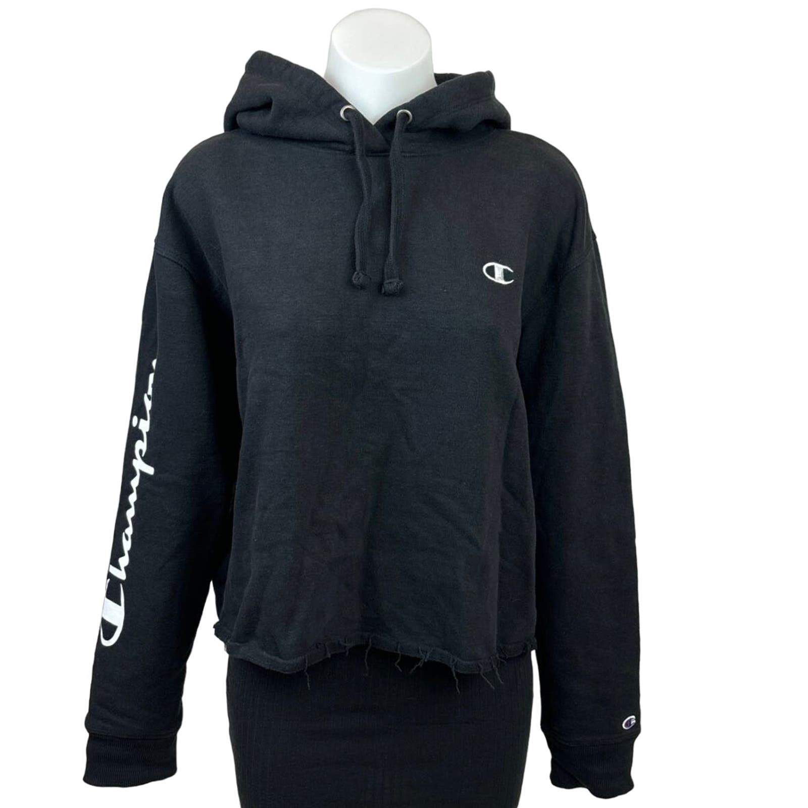 Crop Top Champion Vintage Cropped Hoodie Champion Womens Black