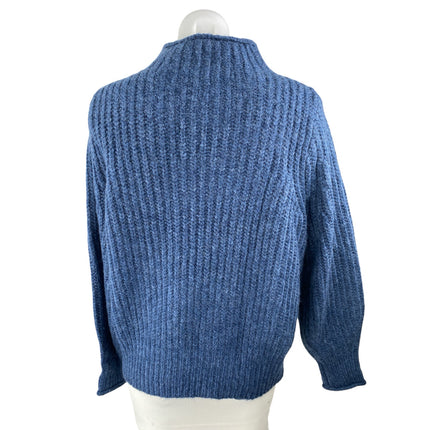 NEW Madewell Women's Blue Ribbed Knit Turtleneck Long Sleeve Sweater Top Size S