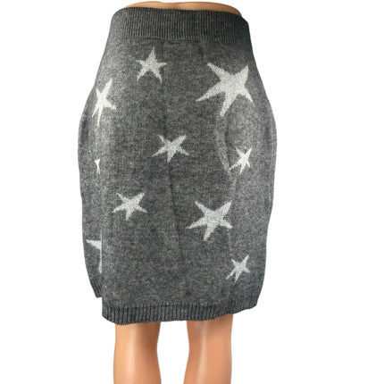Shein Gray Star Print High Elastic Waist Pull-On Mini Straight Pencil Skirt Sz L