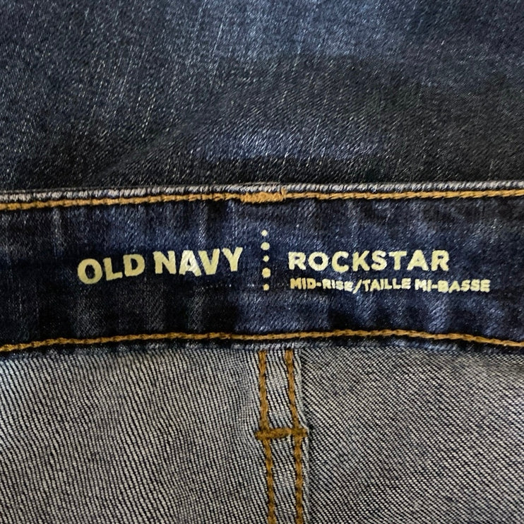 Old Navy Blue Rockstar Skinny Mid-Rise Medium Wash Crop Ankle Denim Jeans Size 6