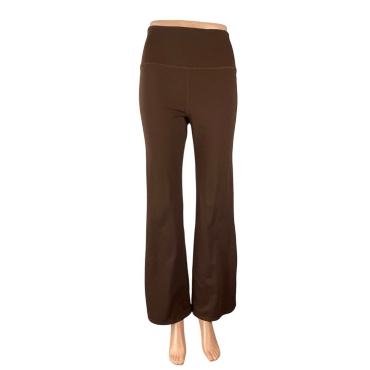 Womens Brown High Rise Yoga Gym Athletic Palazzo Wide Leg Flare Leggings Pants M