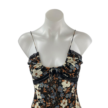 Free People Multicolor Floral Sleeveless Cami Camisole Maxi Bodycon Dress Sz XS