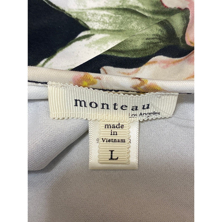 Monteau Black Floral Sleeveless High Neck Cami Fit & Flare Mini Dress Size L