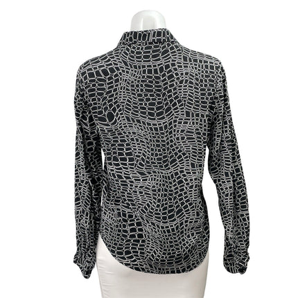 Straight to Hell Women's Black Croc Brick Long Sleeve Button Down Shirt Top M
