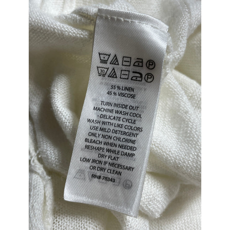 Rachel Zoe Womens White Linen Long Sleeve Longline Duster Cardigan Sweater Top M