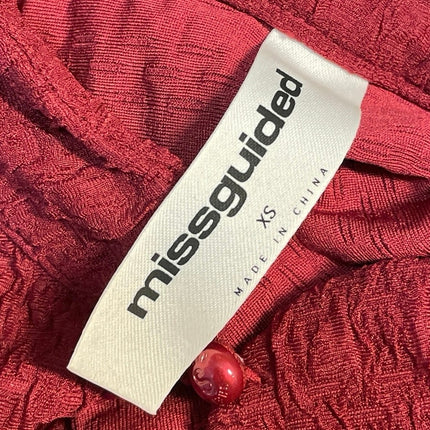 NEW Missguided Red Textured Cutout Long Bell Sleeve Mock Mini A Line Dress XS