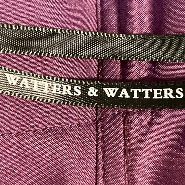 Watters & Watters Purple Short Sleeve Ruched Bridesmaid Maxi Gown Dress Size M