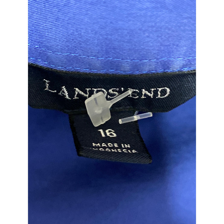 Lands' End Women's Cobalt Blue Long Sleeve Button Down Blouse Shirt Top Size 16