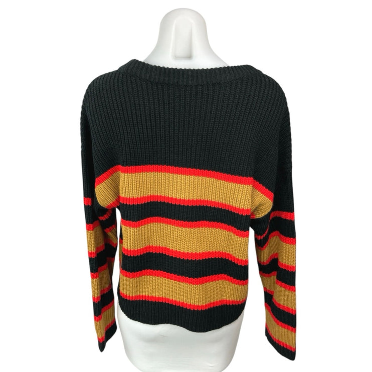 Sanctuary Women's Ezra Striped Knit Black Red Yellow Pullover Sweater Top Size S