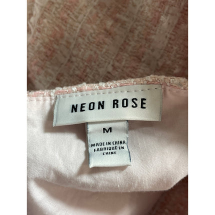 Neon Rose Relaxed Gilet Pink Tweed Button Down Sweater Vest Coat Jacket Top Sz M