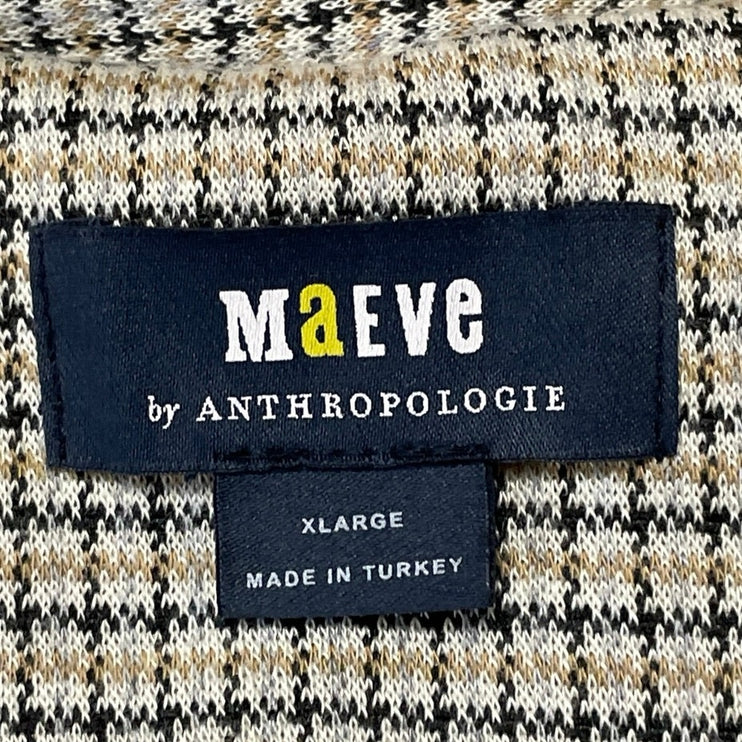 Anthropologie Maeve Tan Collegiate Knit Notch Lapel Blazer Coat Jacket Size XL