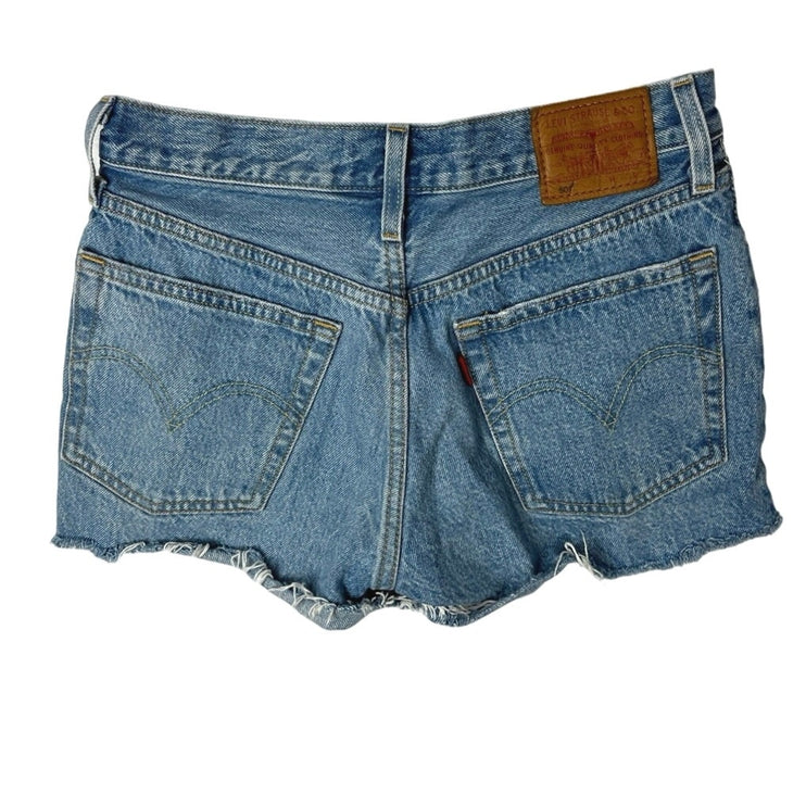 Levi's Blue Medium Wash Cut Off Mid Rise 100% Cotton Denim Jean Short Size 25