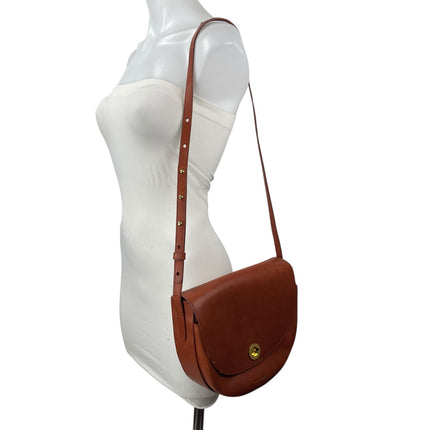 Mansur Gavriel Brandy Orange Brown Vegan Leather Mini Sling Crossbody Saddle Bag