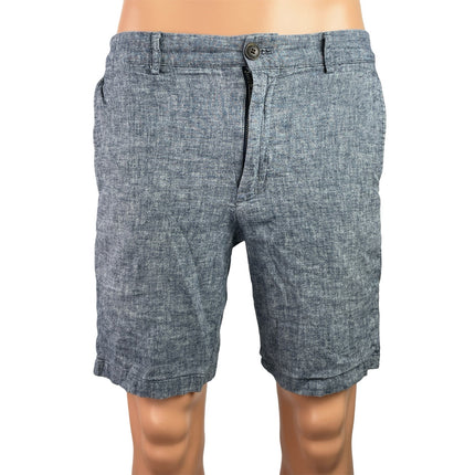 Club Monaco Maddox Fit Mens Gray Linen Blend Slim Straight Leg Chino Shorts 31