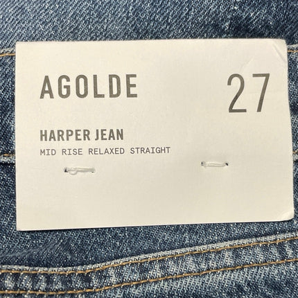 NEW Agolde Harper Women's Blue Mid Rise Relaxed Straight Denim Jeans Size 27
