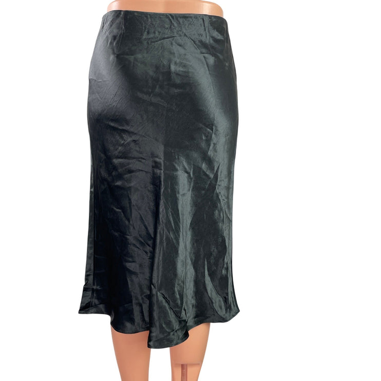 Aritzia Babaton Womens Black Silky Satin Knee Length Midi A-line Slip Skirt 00