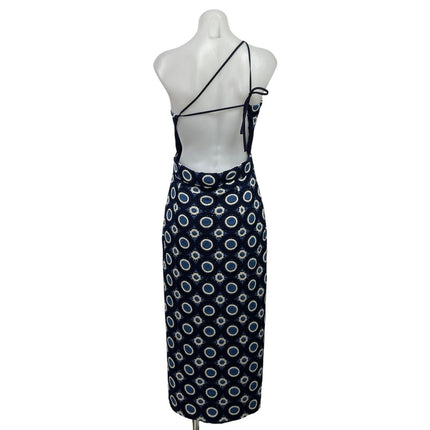 Sezane Navy Blue Halter Sleeveless Open Back Slit Sheath Sun Maxi Dress Size 6