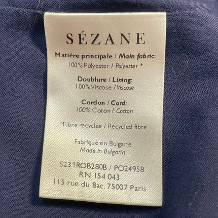Sezane Navy Blue Halter Sleeveless Open Back Slit Sheath Sun Maxi Dress Size 6