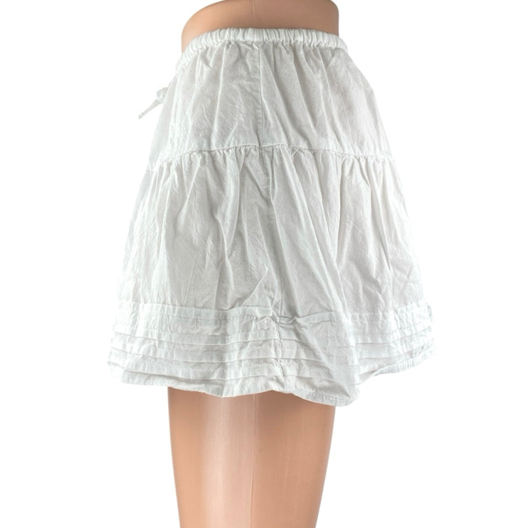 Princess Polly Women's White Pleated Tie Waist Tiered Mini A Line Skirt Size 2