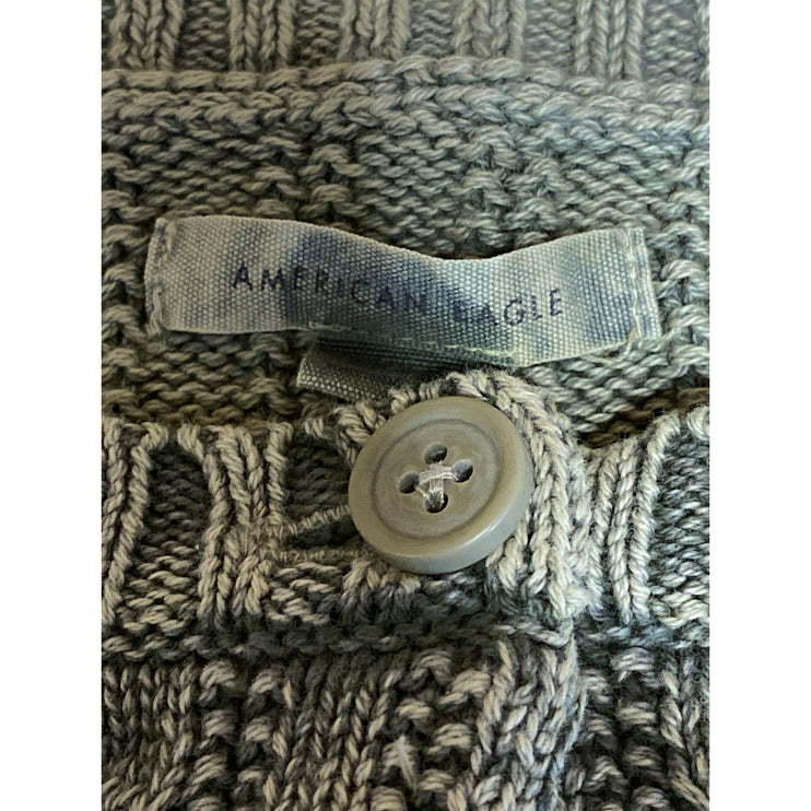 American Eagle Cable Knit Crew Neck Long Sleeve Button Cardigan Sweater Top Sz L
